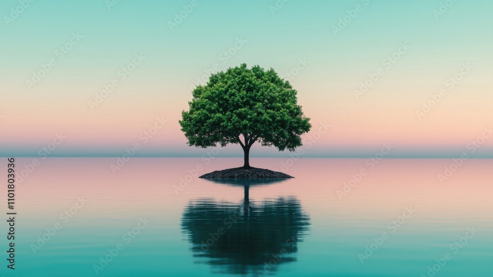 Serene tree reflection over calm water nature scene minimalist landscape tranquil environment aesthetic viewpoint Serene tree reflection over calm water nature scene minimalist landscape tranquil environment aesthetic viewpoint