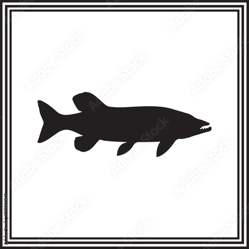 Pike fish silhouette illustration isolated on white background