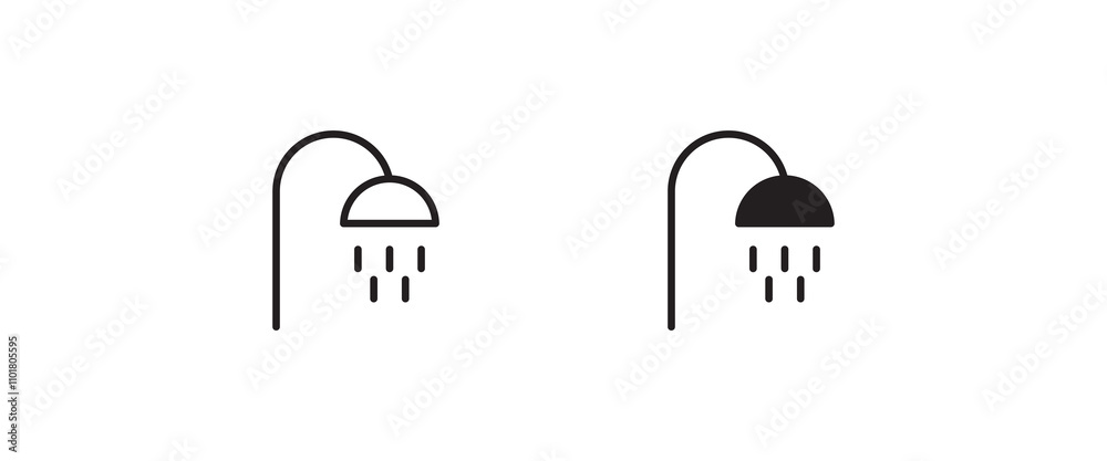 Shower icon. Bathroom icon button, vector, sign, symbol, logo, illustration, editable stroke, flat design style isolated on white Shower icon. Bathroom icon button, vector, sign, symbol, logo, illustration, editable stroke, flat design style isolated on white