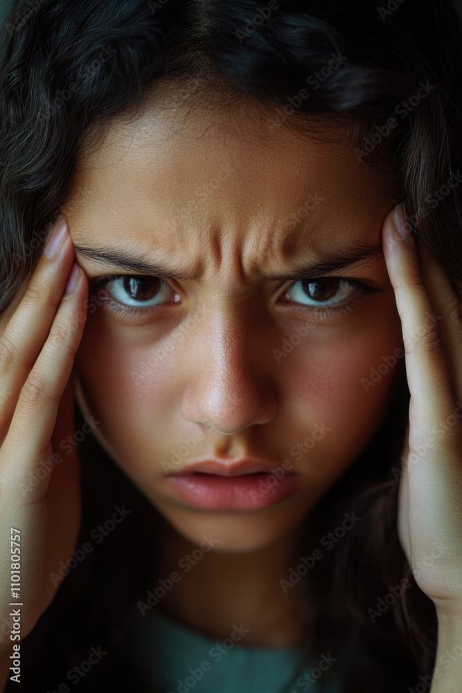 A woman conceals her face with her hands, possibly due to pain or embarrassment A woman conceals her face with her hands, possibly due to pain or embarrassment