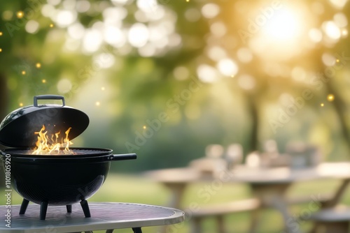 Cooking over an open flame by the lakeside on a sunny afternoon in summer