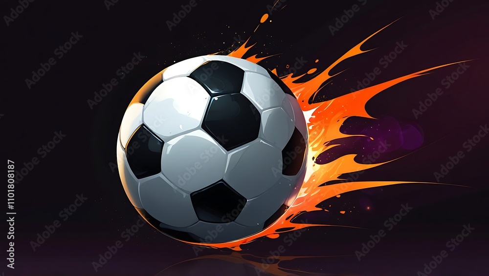 Naklejka premium Soccer Ball on Fire: A Passionate Sport