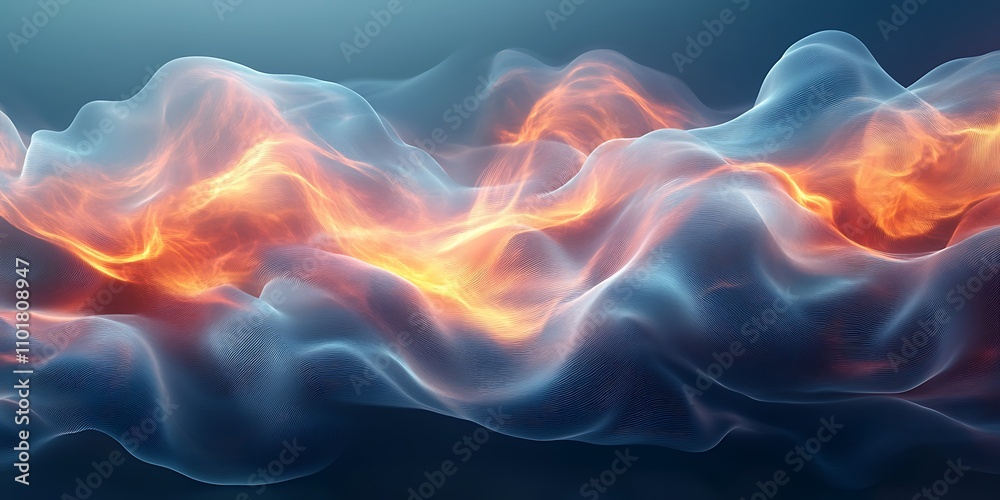 Fototapeta premium Abstract fiery blue and orange waves. (1)