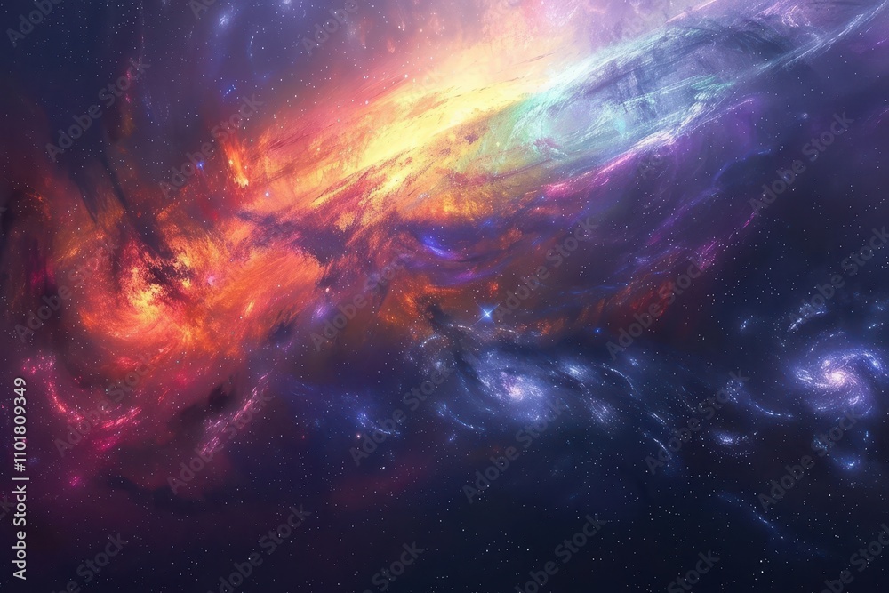 Obraz premium Glowing Nebula and Starry Space