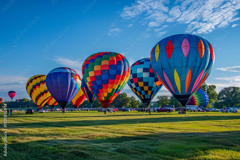 Fototapeta premium Generative AI picture of wonderful hot air balloons festival, adventure summer traveling