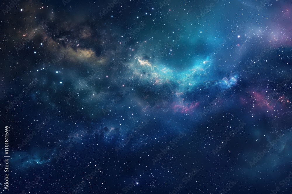 Fototapeta premium Colorful and vivid representation of the vastness of outer space with bright shining stars and colorful nebulas.