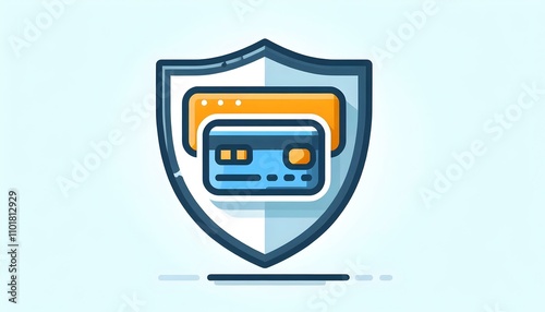 Flat Vector Icon Shield Credit Card Secure Payment Illustration for Online Security Infographics