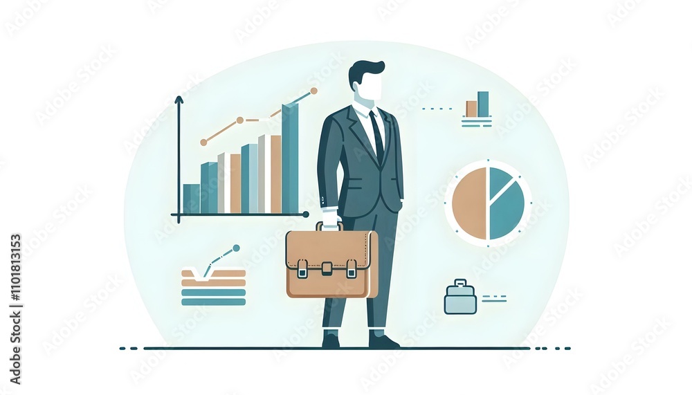 Flat Vector Briefcase with Bar Chart for Business Planning and Financial Management Infographics Flat Vector Briefcase with Bar Chart for Business Planning and Financial Management Infographics