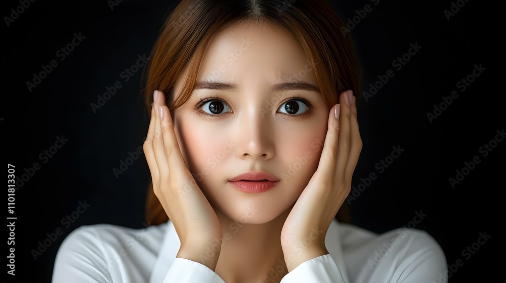 Businesswoman Isolated Handling Customer Complaints Macro Close Up Stress Management Photo Stock Concept Businesswoman Isolated Handling Customer Complaints Macro Close Up Stress Management Photo Stock Concept