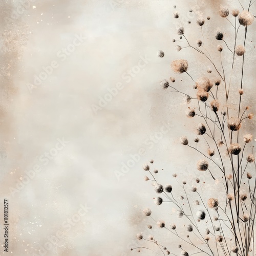 Delicate floral arrangement with soft neutral background creating a serene at...