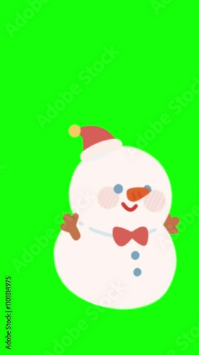 Snowman dancing on green screen background in 4k quality photo