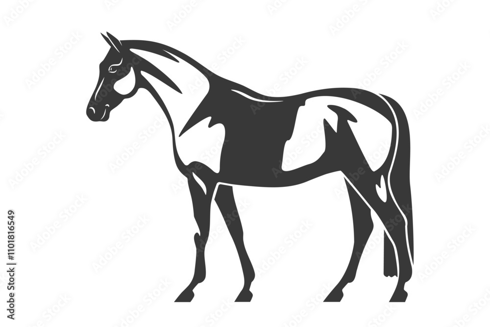 Black and white vector silhouette of a horse Black and white vector silhouette of a horse