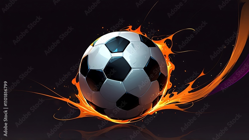 Fototapeta premium Fiery Soccer Ball: A Passionate Sport Illustration