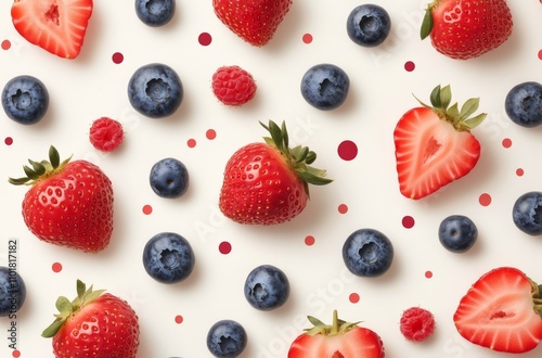 Vibrant assorted berries arranged on a light background for a fresh and healt...