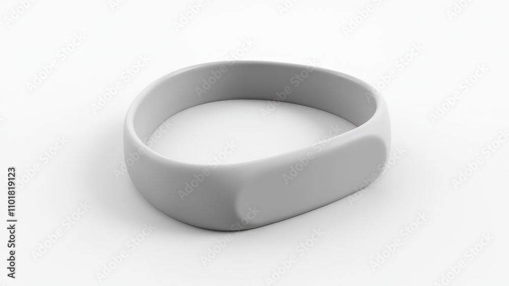 A single silicone bracelet mockup with a sleek finish, resting flat on a white surface for showcasing logos or branding. A single silicone bracelet mockup with a sleek finish, resting flat on a white surface for showcasing logos or branding.