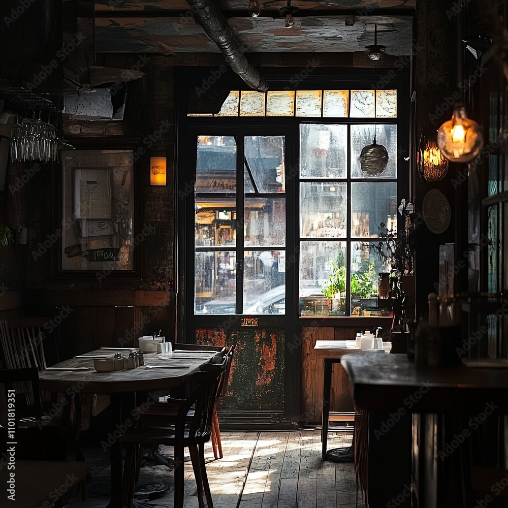 Inside a rustic restaurant in brooklyn new york Inside a rustic restaurant in brooklyn new york