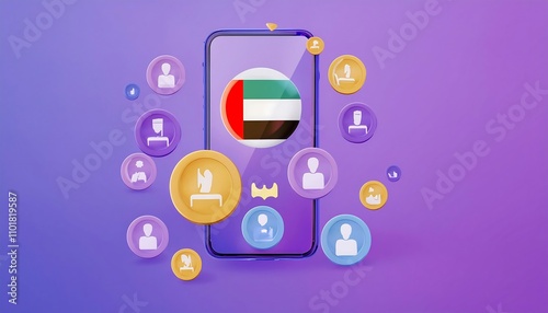 UAE National day, National Day of United Arab Emirates. National Day Concept Design, flag of united Arab emirates in desert background, wave flag of UAE, flag day
 photo