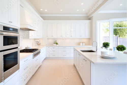 Bright modern kitchen with white cabinets and natural light during daytime