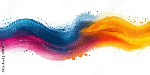 Abstract colorful wave painting with vibrant hues of blue, pink, and orange.