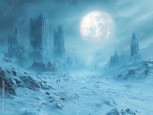 Frozen Metropolis in the Aftermath of a Sudden Ice Age People Struggling to Survive