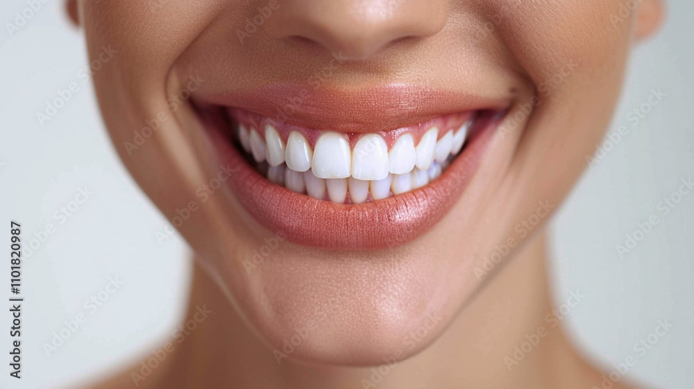 Close-Up of a Woman's Smile with Perfectly White Teeth

