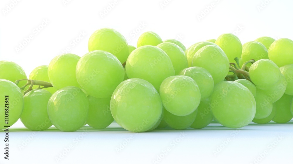 A Cluster of Green Grapes on White Background