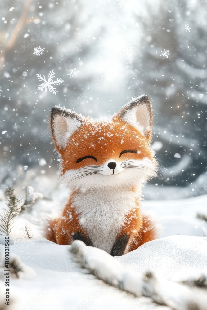 Red fox in snow field. Winter theme background template for greeting card design. Red fox in snow field. Winter theme background template for greeting card design.