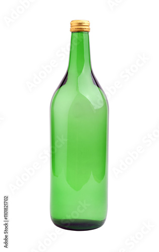 Empty glass bottle isolated on the white background.