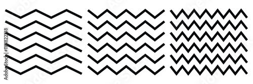Set of wavy horizontal lines. Wave line set. Zigzag. Vector black underlines, smooth end squiggly horizontal curvy squiggles