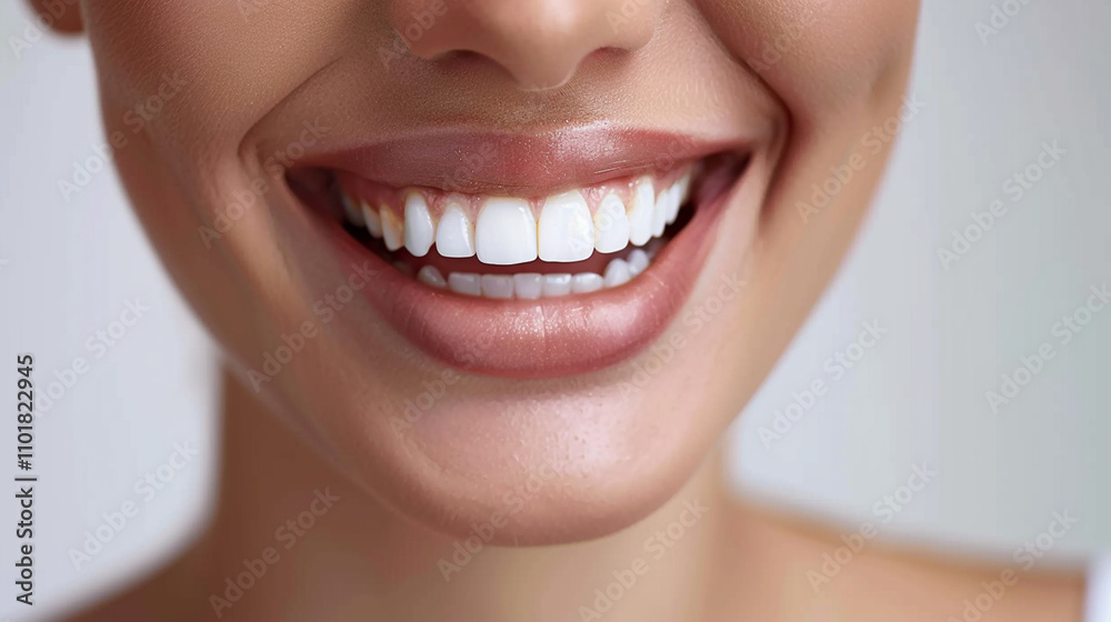Close-Up of a Woman's Smile with Perfectly White Teeth

