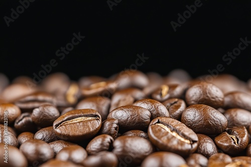 Coffee beans pile ready for grinding and brewing in a cozy kitchen environment