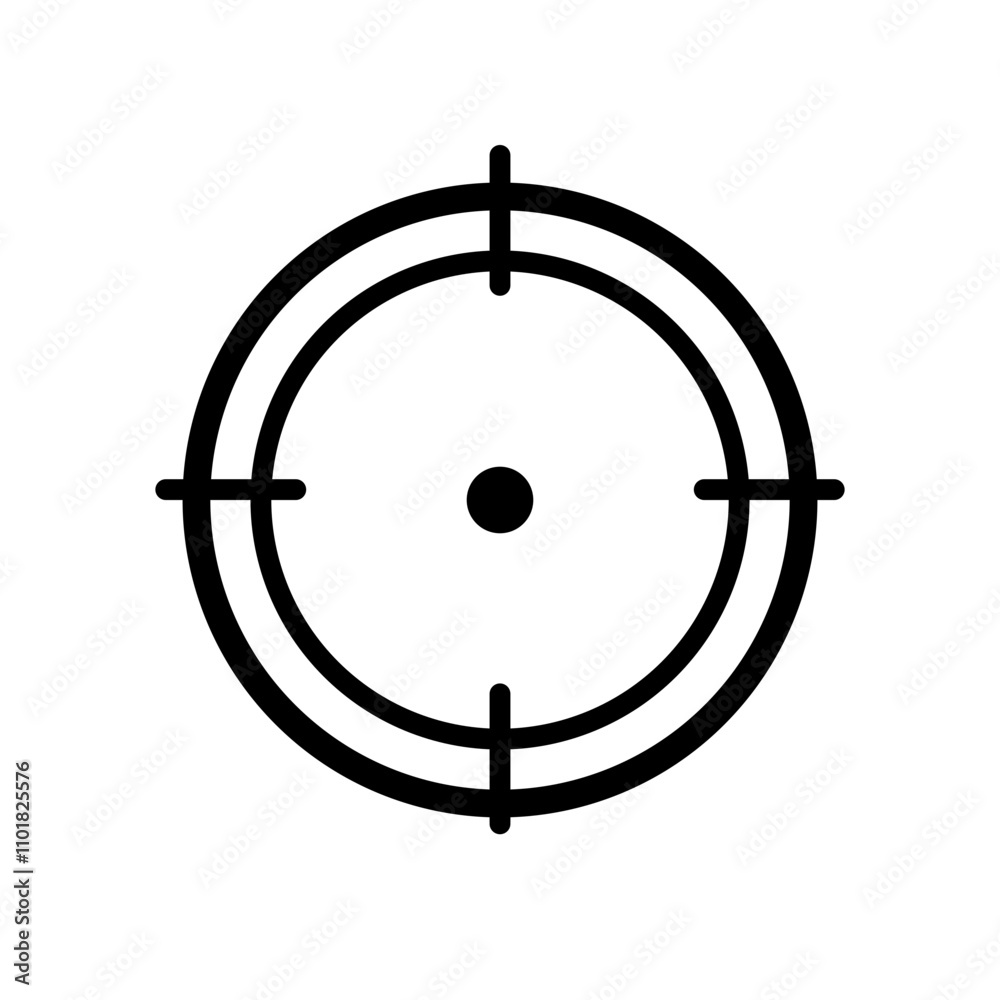 Target Icon: A simple, black and white icon of a target with a bullseye in the center. Perfect for presentations, websites, and apps. It symbolizes accuracy, precision, and focus.