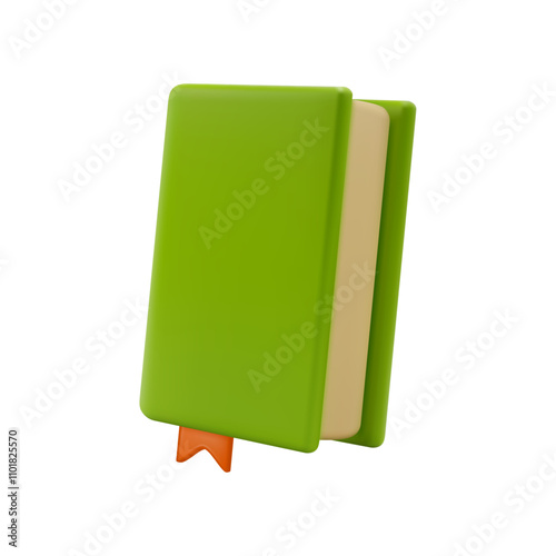 Realistic textbook with bookmark and blank cover page. Vector isolated closed publication with sheets of paper, mockup of diary or encyclopedia. Studying and knowledge material from library