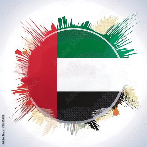 UAE National day, National Day of United Arab Emirates. National Day Concept Design, flag of united Arab emirates in desert background, wave flag of UAE, flag day
 photo