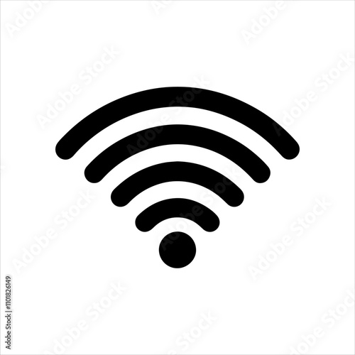 Black 5 wifi signal icon silhouette vector illustration design on white background.