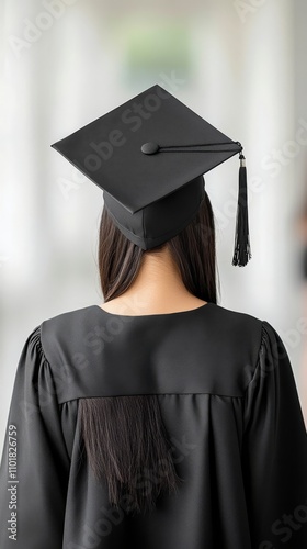 Young graduate smiling with pride during graduation ceremony