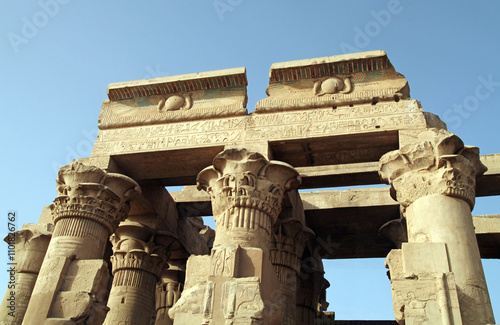 Columns of the entrance façade at the Kom Ombo Temple, Egypt
 photo