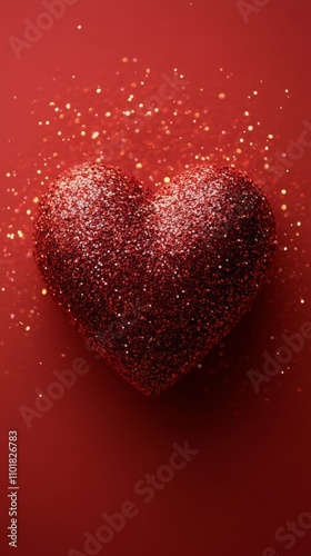 Glittering red heart symbolizes love and celebration during festive occasions