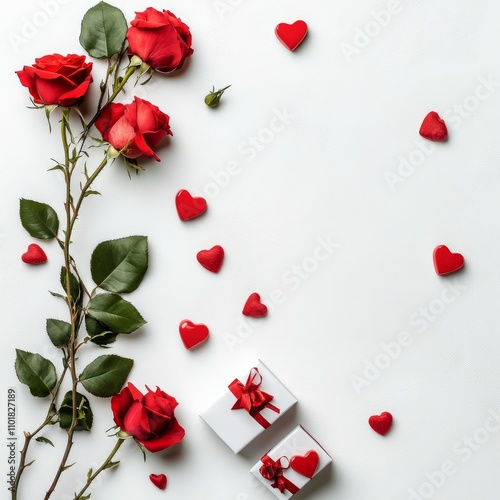 Roses and gifts create a romantic atmosphere for a celebration of love