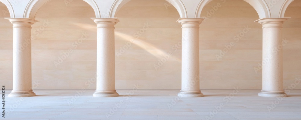 Fototapeta premium Elegant architectural design interior space photography minimalist environment wide angle view modern aesthetics