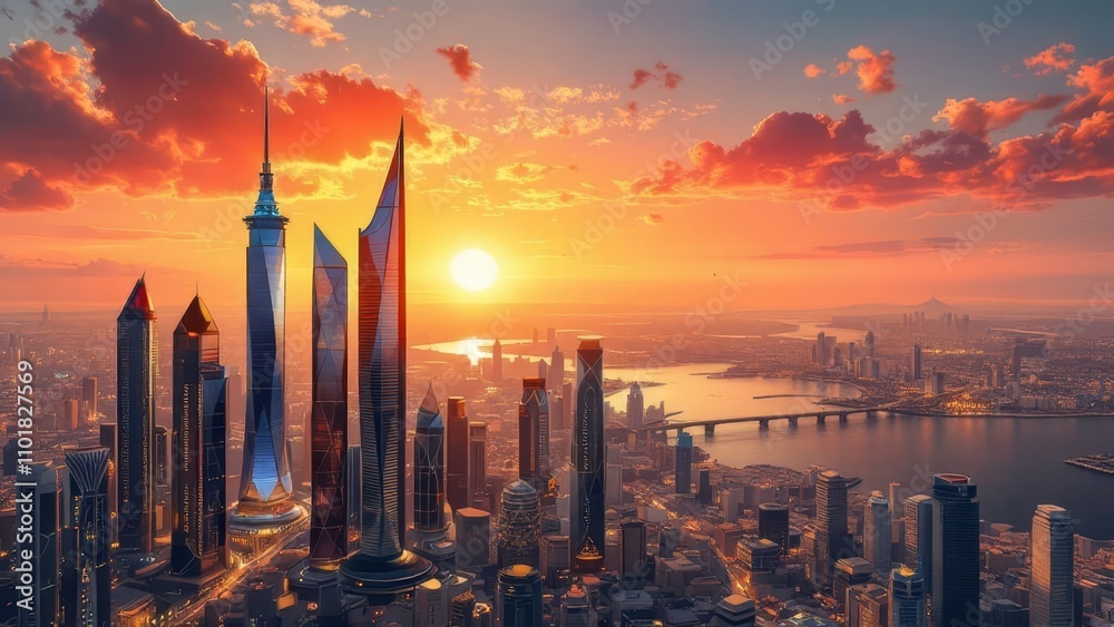 Fototapeta premium Digitally rendered Beirut skyline, bold and futuristic.