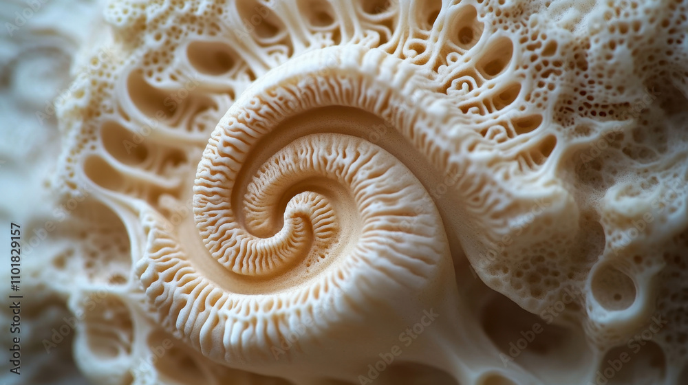 A close-up of a spiral shell showcasing intricate patterns and textures, highlighting the beauty of natural marine formations. A close-up of a spiral shell showcasing intricate patterns and textures, highlighting the beauty of natural marine formations.