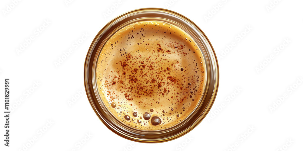 Top View Of Espresso Coffee With Foam Isolated on Transparent Background Top View Of Espresso Coffee With Foam Isolated on Transparent Background