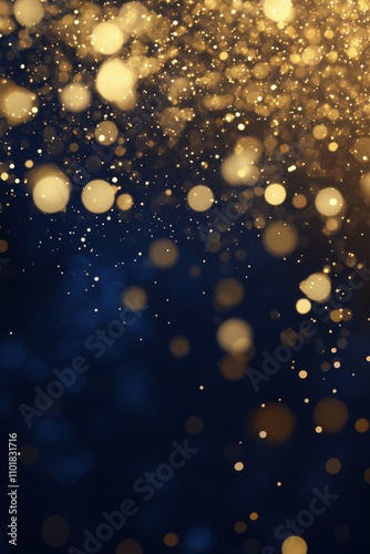 Golden particles shimmer in a dark background creating a stunning visual effe...