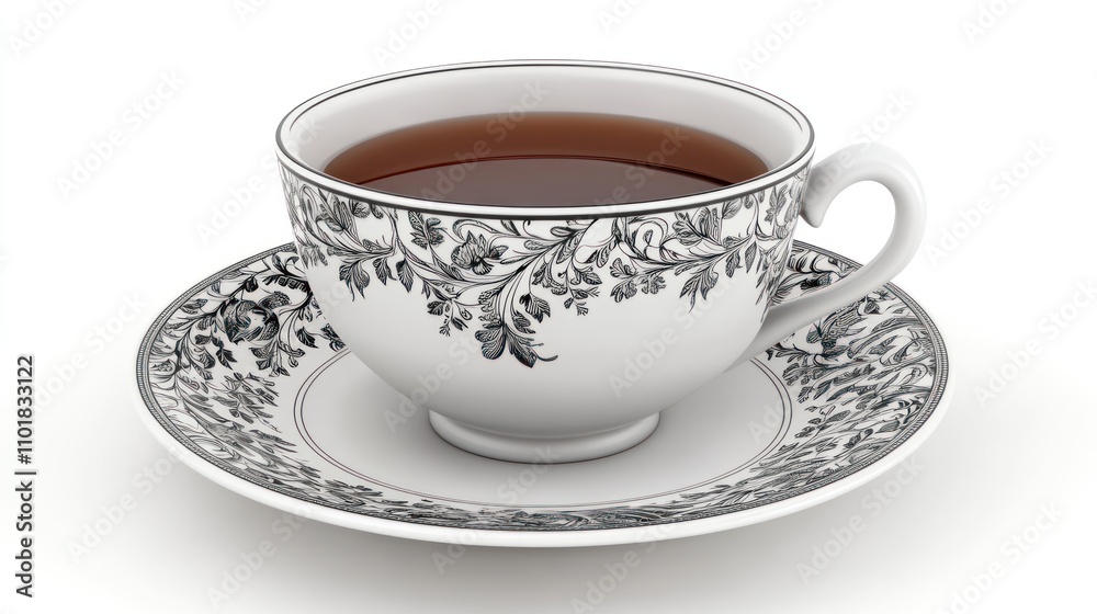 Ornate Teacup And Saucer Hold Brown Tea Ornate Teacup And Saucer Hold Brown Tea