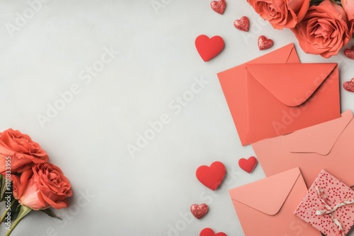 Beautiful arrangement of envelopes and roses for a heartfelt occasion