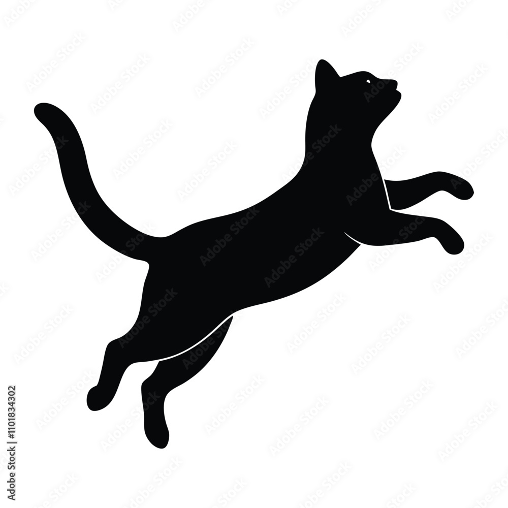 Silhouette of a Cat walking, Jumping and running in Motion Silhouette of a Cat walking, Jumping and running in Motion