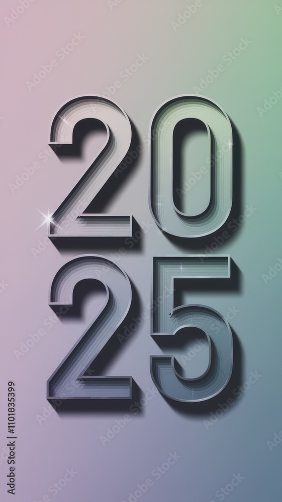 Bold and modern design showcasing the year 2025 with a gradient background, perfect for future-themed projects
