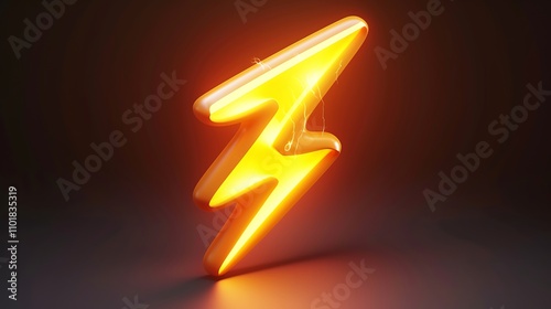 A glowing yellow lightning bolt symbol against a dark background, representing energy or power. photo