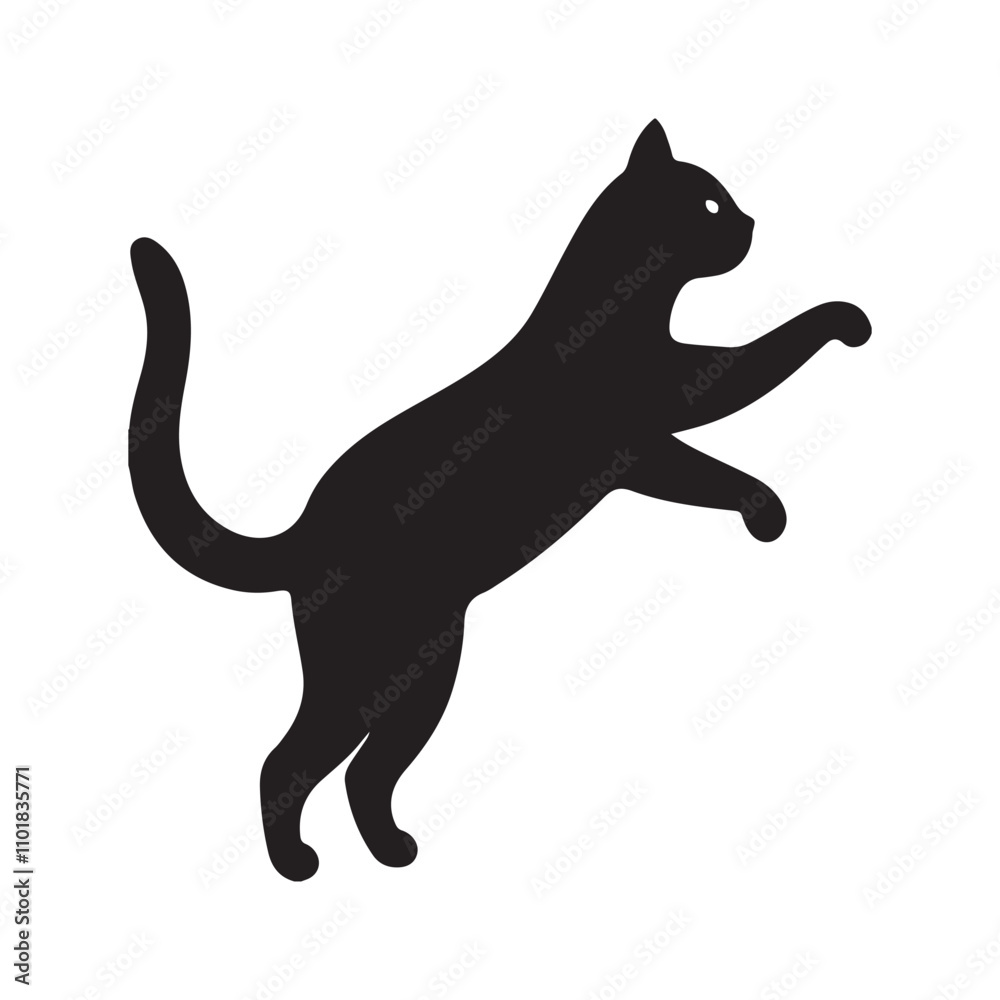Silhouette of a Cat walking, Jumping and running in Motion Silhouette of a Cat walking, Jumping and running in Motion